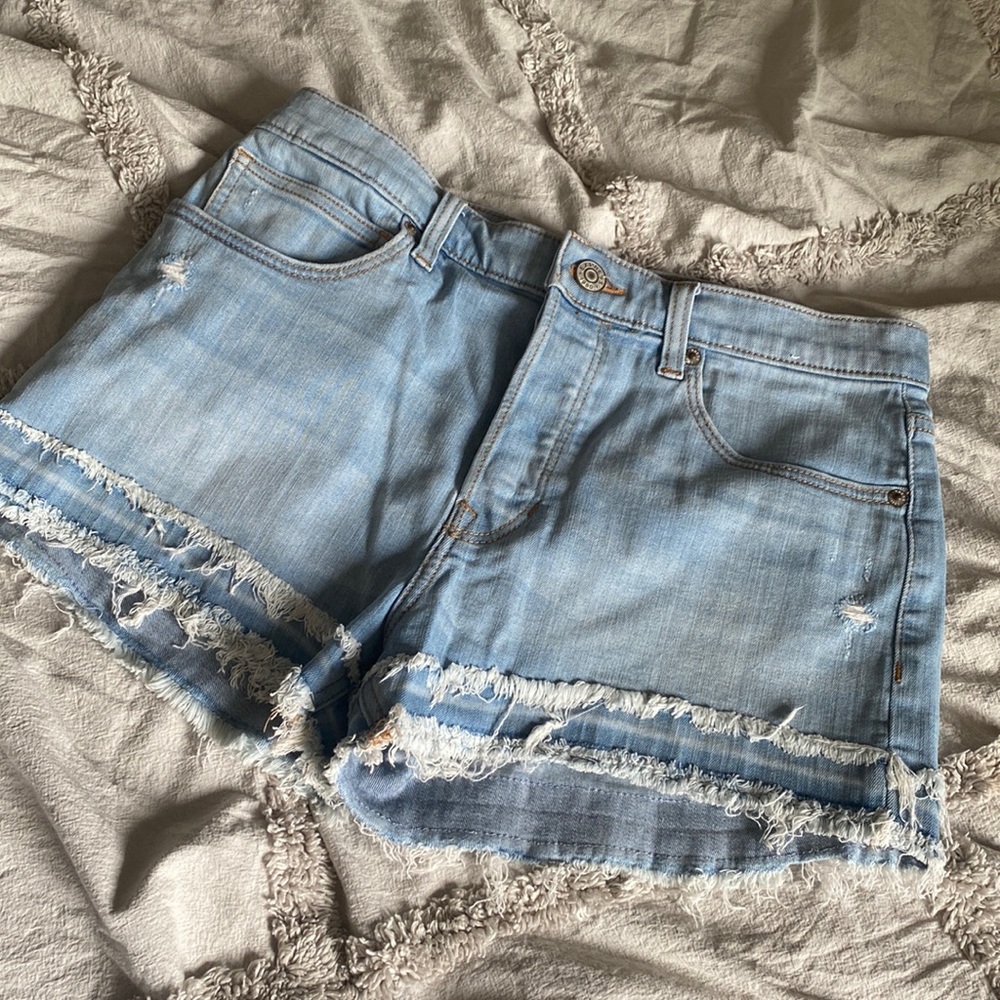 Express Fringe Denim Shorts